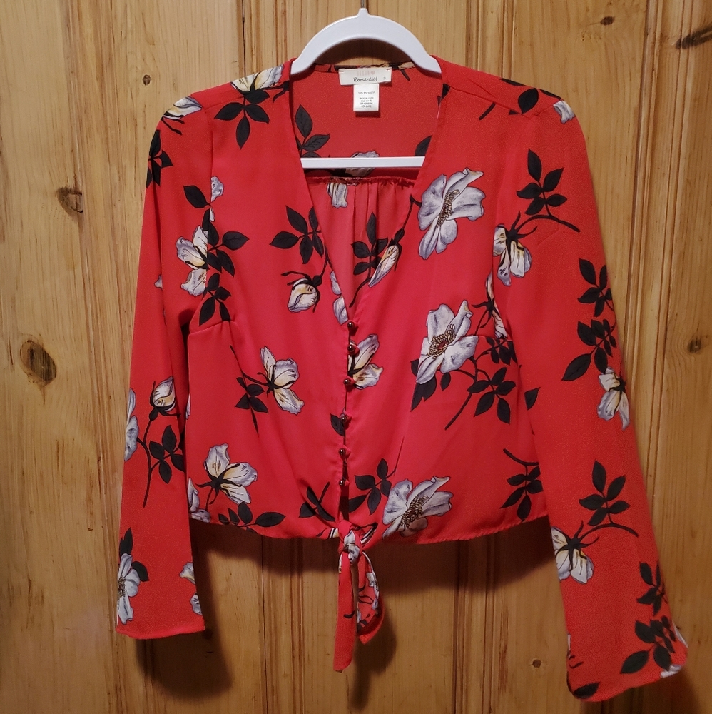 Red floral shirt